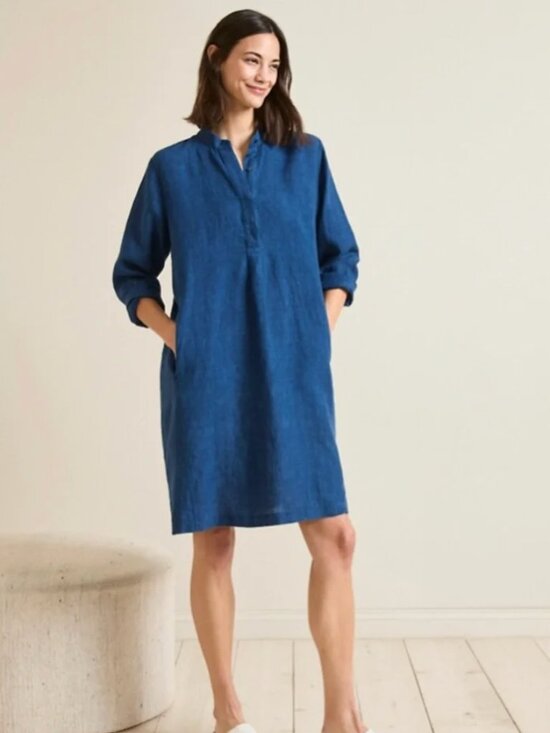 Eileen Fisher Dresses & Skirts - Eileen Fisher 100% Linen Tunic Dress | Indigo Blue | Size XL | Side Pockets